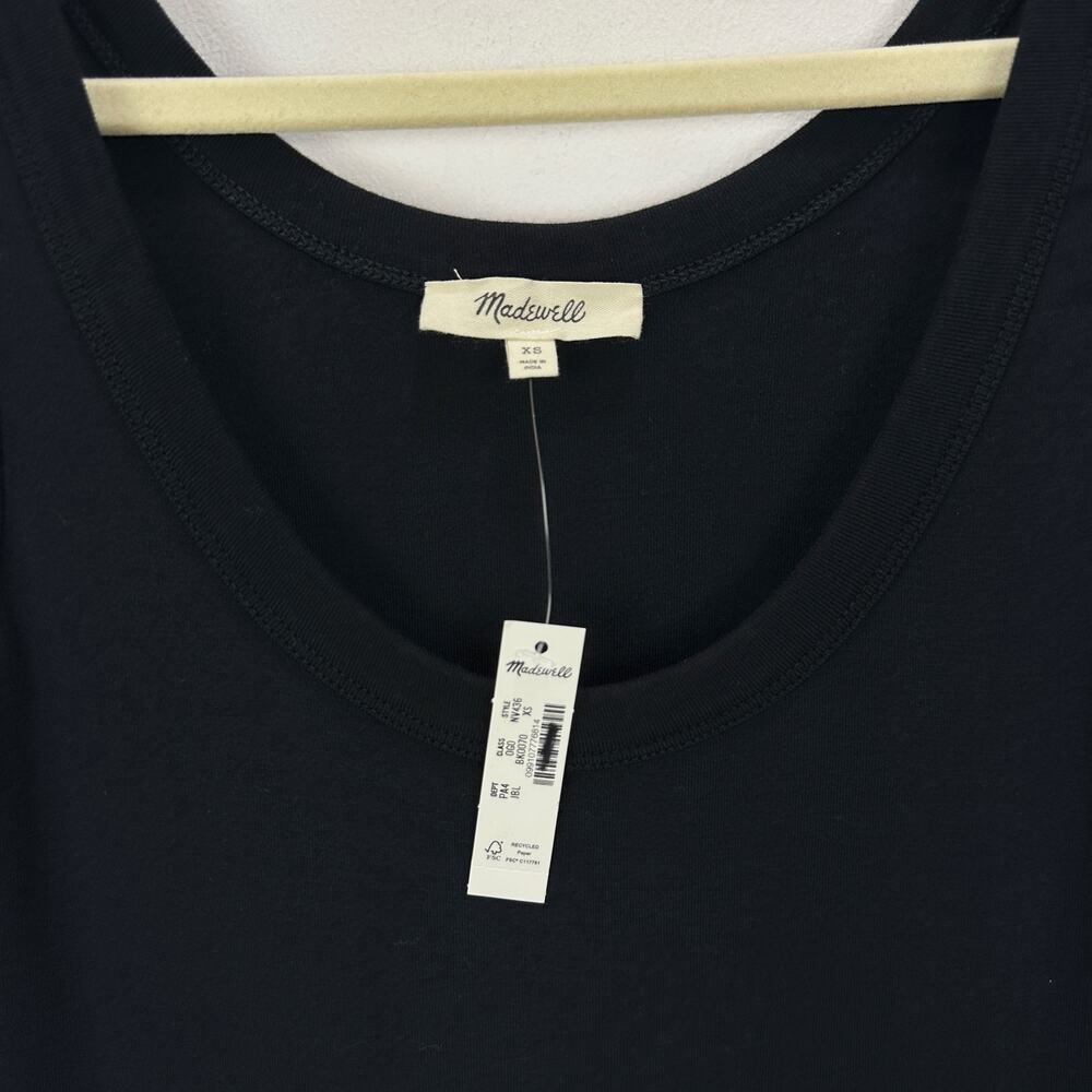 Madewell Mixed Poplin Scoopneck Maxi Dress Cotton A Line Minimalist Black XS NWT - Picture 9 of 14